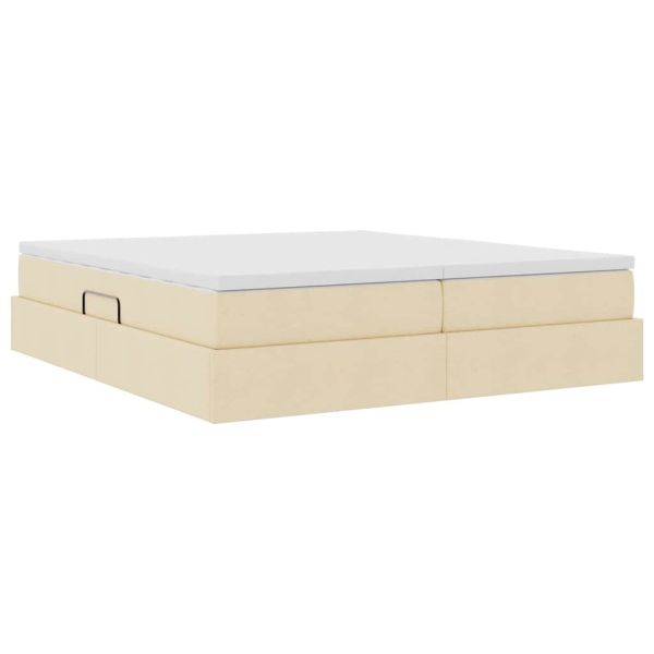 Легло с място за съхранение и матрак с матрак Крем 200 x 200 cm