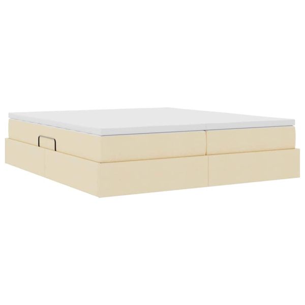 Легло с място за съхранение и матрак с матрак Крем 200 x 200 cm