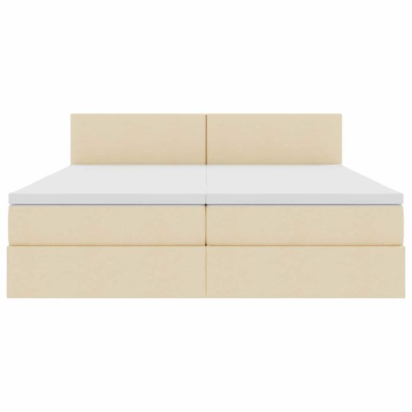 Легло с място за съхранение Кремав 200 x 200 cm Изкуствена