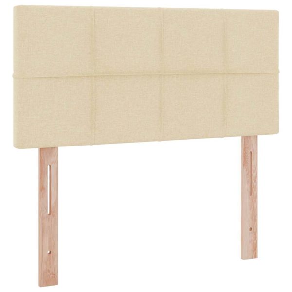 Легло с място за съхранение и LED Кремав 100 x 200 cm текстил