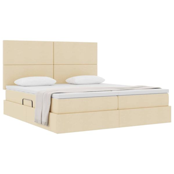 Легло с място за съхранение Кремав 200 x 200 cm Изкуствена