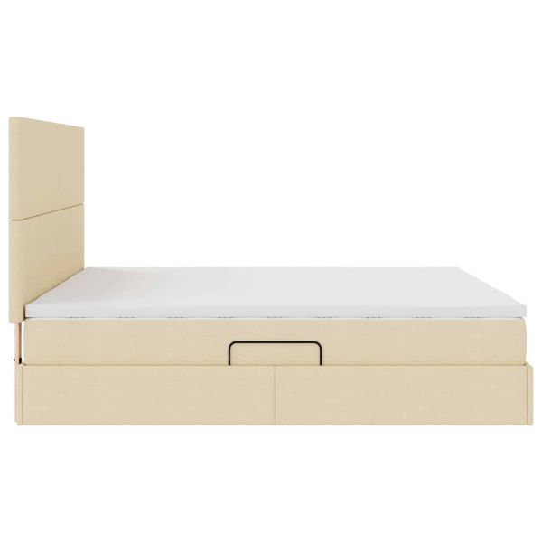 Легло с място за съхранение Кремав 200 x 200 cm Изкуствена