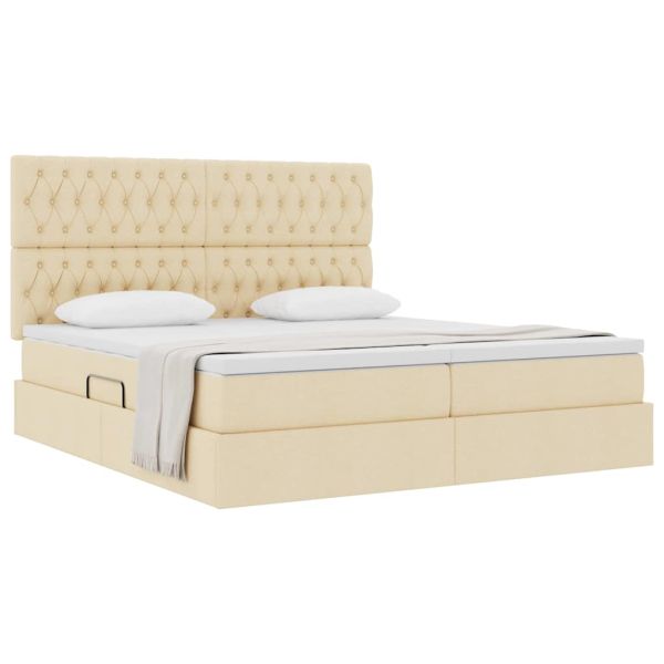 Легло с място за съхранение Кремав 200 x 200 cm Изкуствена