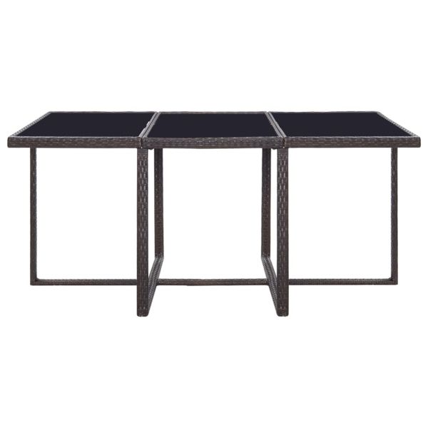 Градински комплект с възглавници, 11 части, кафяв полиратан