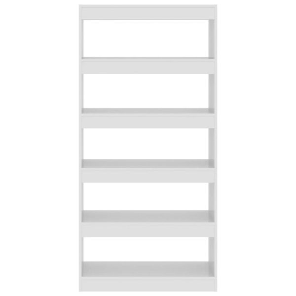 Разделител за стая, бял гланц, 80x30x166 см, инженерно дърво