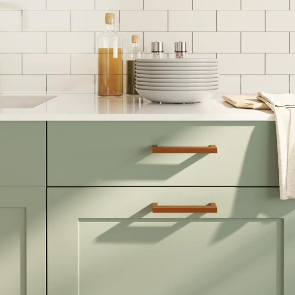 Дръжки за шкафове, 10 бр, бронз, 128 мм, неръждаема стомана