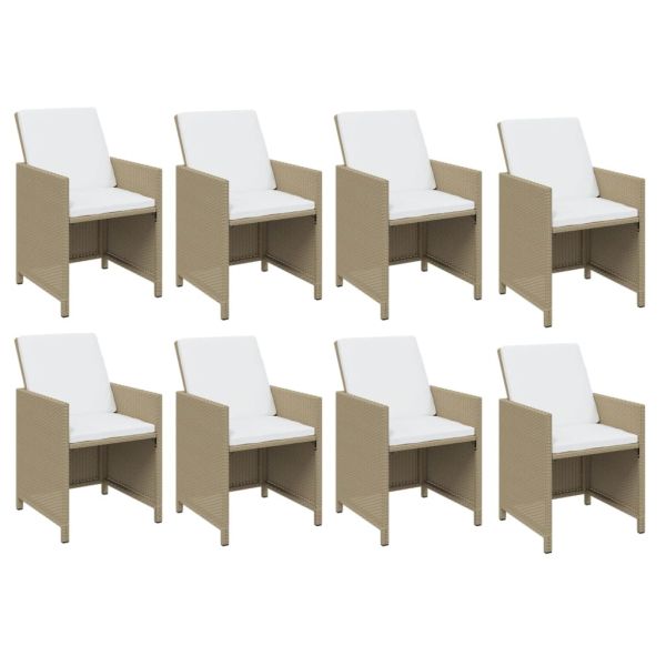 Градински комплект с възглавници 9 части полиратан бежов