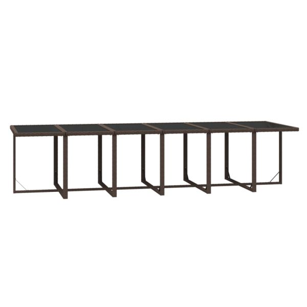 Градински комплект с възглавници, 17 части, полиратан, кафяв