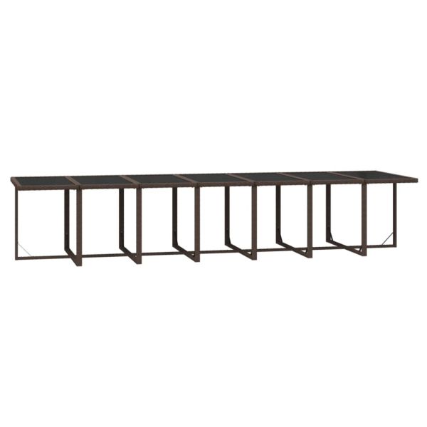 Градински комплект с възглавници, 15 части, полиратан, кафяв