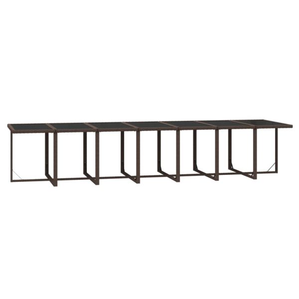 Градински комплект с възглавници, 19 части, полиратан, кафяв