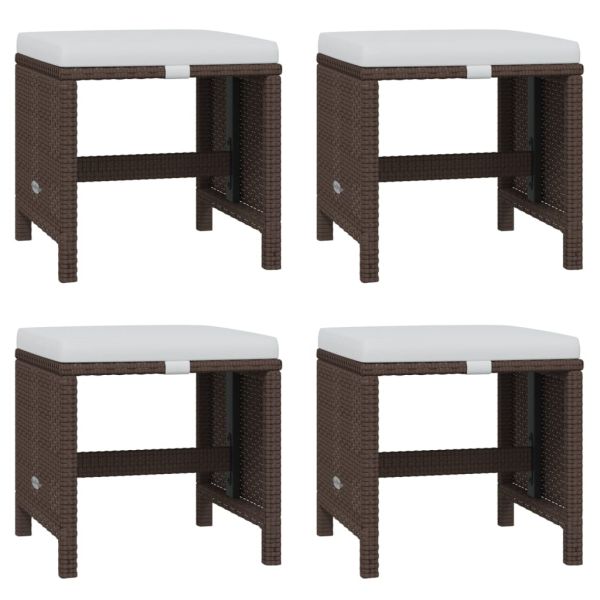 Градински комплект с възглавници, 19 части, полиратан, кафяв