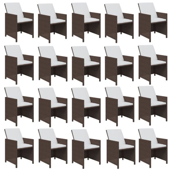 Градински комплект с възглавници 21 части кафяв полиратан