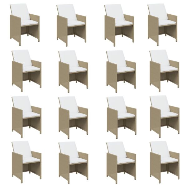 Градински комплект с възглавници 17 части бежов полиратан