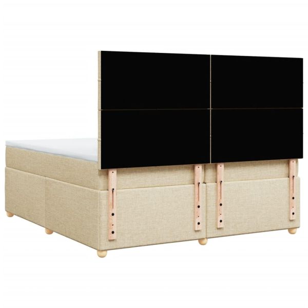 Боксспринг легло с матрак, кремаво, 200x200 см, плат