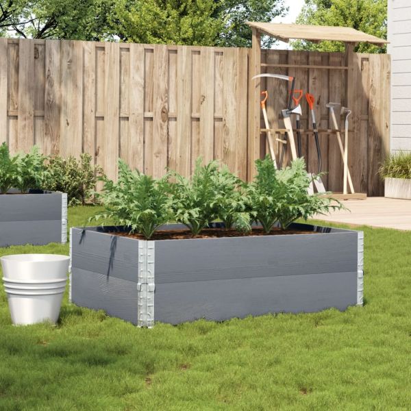 Градинска кашпа, сив, 120x80 см, борова дървесина масив