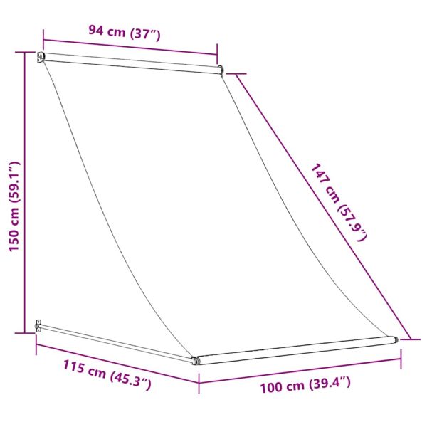 Прибираща се тента, кремава, 100x150 см, плат и стомана