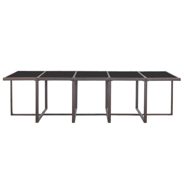 Градински комплект с възглавници, 15 части, кафяв полиратан