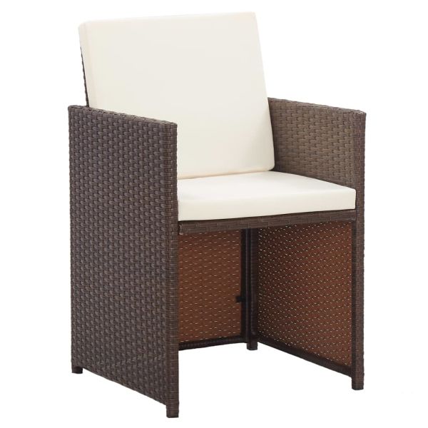 Градински комплект с възглавници, 15 части, кафяв полиратан