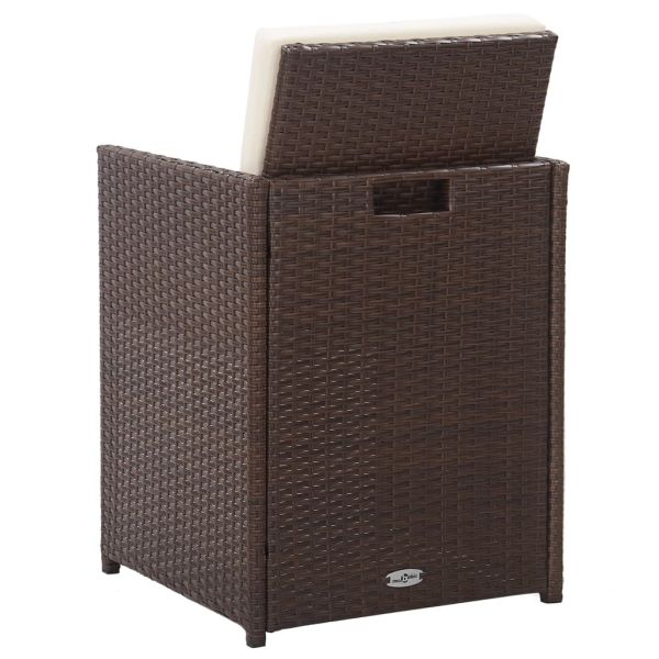 Градински комплект с възглавници, 15 части, кафяв полиратан