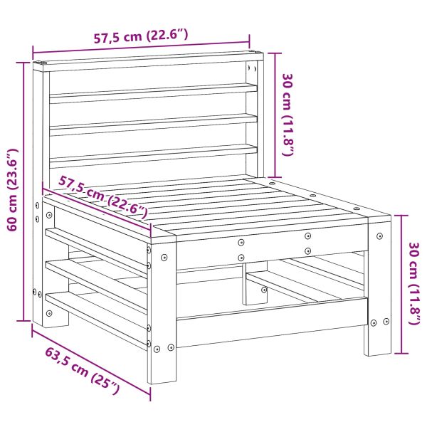 Градинен среден диван Масивна боровина Восъчен Кафяв