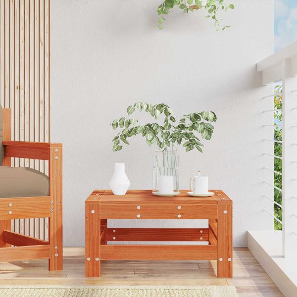 Градинска поставка за крака Масивна боровина Восъчен Кафяв