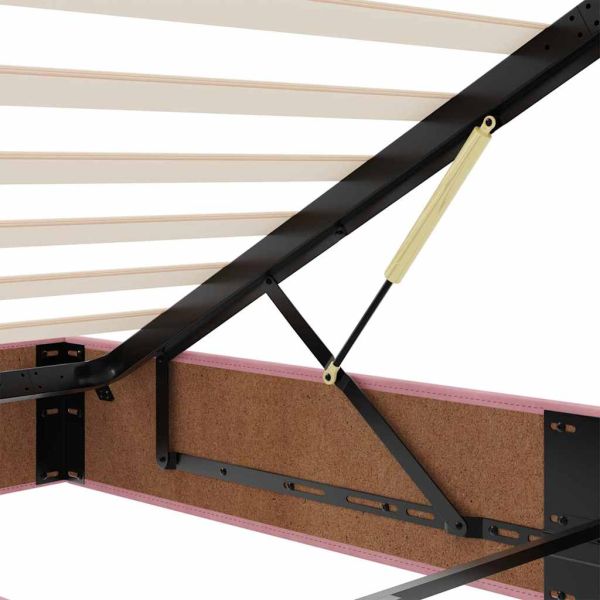 Османска легло с матрак и LED, розово, 100x200 см, кадифе