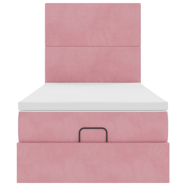 Османска легло с матраци, розово, 100x200 см, кадифе