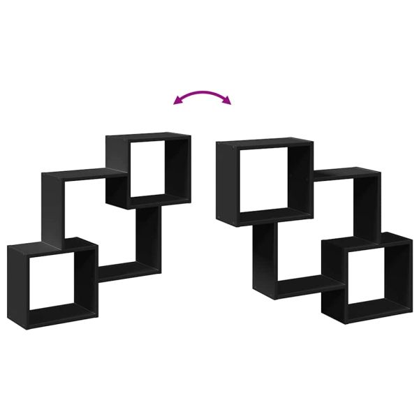 Стенен шкаф, 78x18x71 см, черен, инженерно дърво