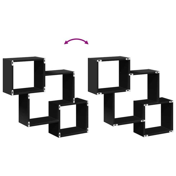 Стенен шкаф, 78x18x71 см, черен, инженерно дърво