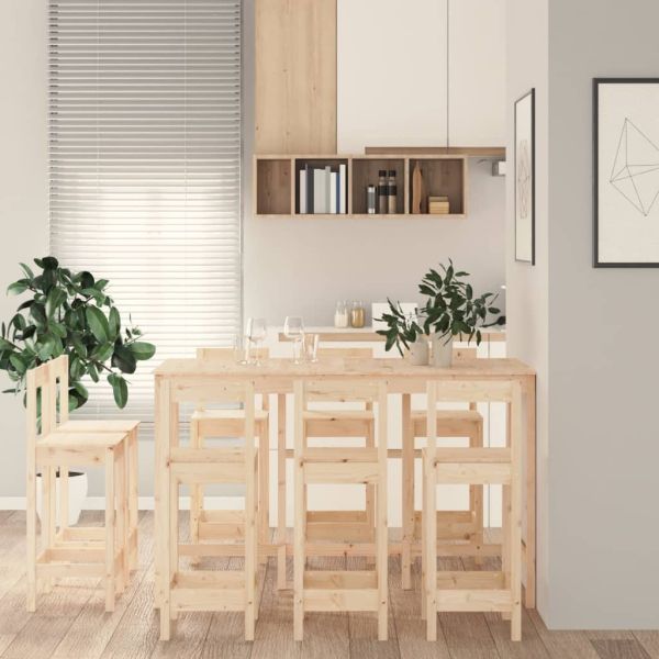 Бар комплект от 9 части, масивна борова дървесина