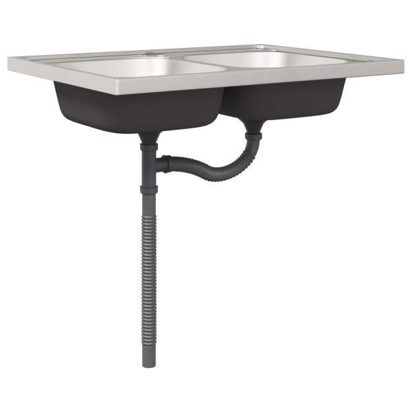 Мивка с шкаф със съхранение Lucca 2 pcs Бяло Инженерно дърво