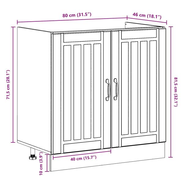 Мивка с шкаф със съхранение Lucca 2 pcs Бяло Инженерно дърво