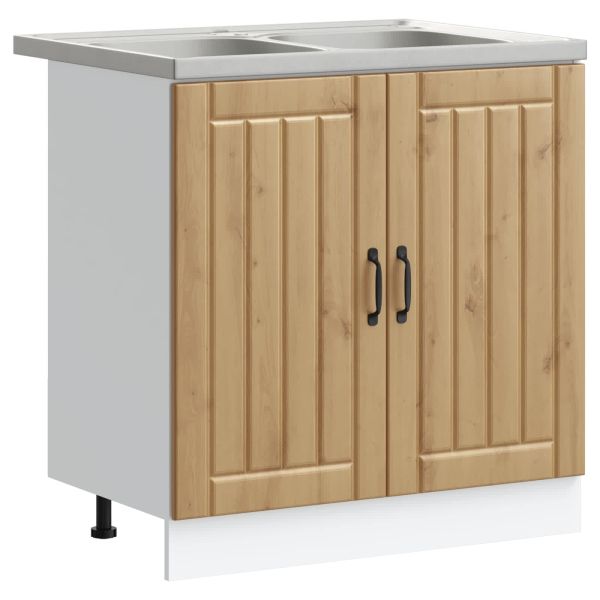 Мивка с шкаф със съхранение Lucca 2 pcs Дъб Инженерно дърво