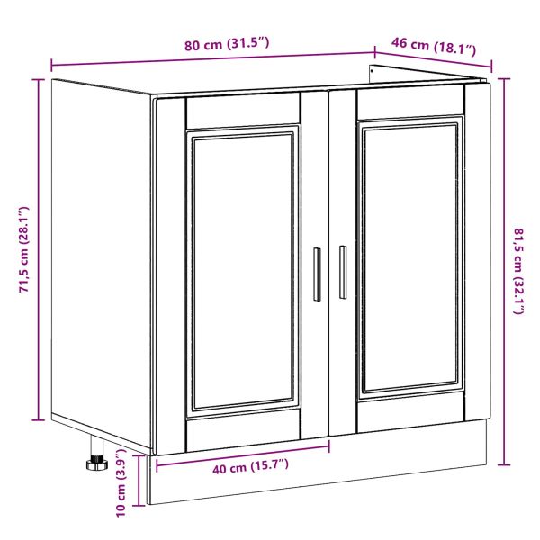 Мивка с шкаф със съхранение Porto 2 pcs Бяло Инженерно дърво