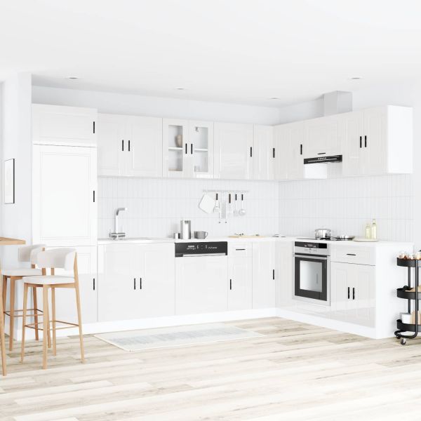 Мивка с шкаф със съхранение Porto 2 pcs Бяло Инженерно дърво