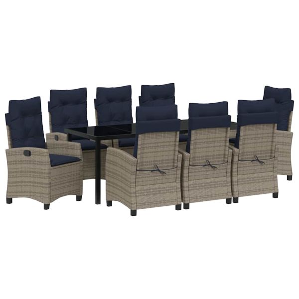 Комплект за хранене в градината 9 pcs Сив полиратан