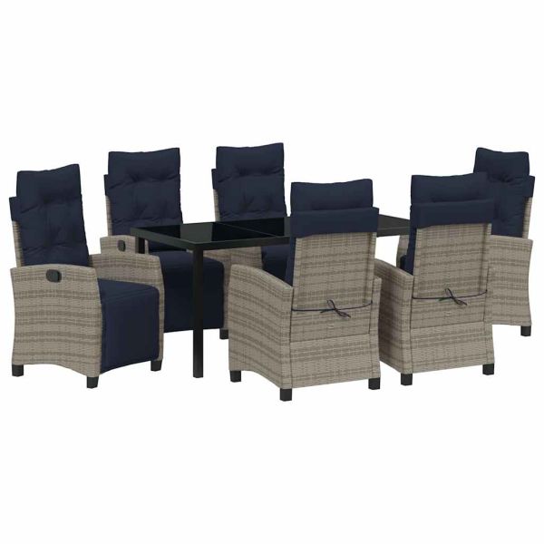 Комплект за хранене в градината 7 pcs Сив полиратан