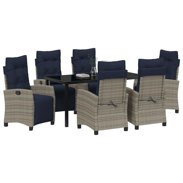 Комплект за хранене в градината 7 pcs Сив полиратан