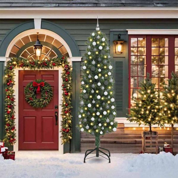 С изкуствено коледно дърво с 300 LED светодиода Зелен 210 cm