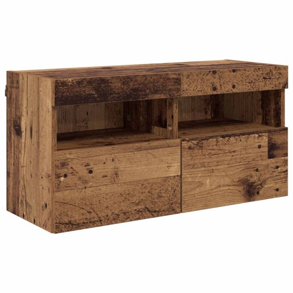 Телевизионен стенен шкаф 4 pcs Старо дърво Инженерно дърво