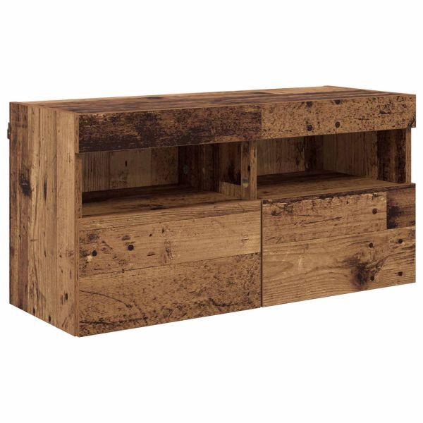 ТВ стенни единици с LED с LED 5 pcs Старо дърво 80 х 30 х 40 см