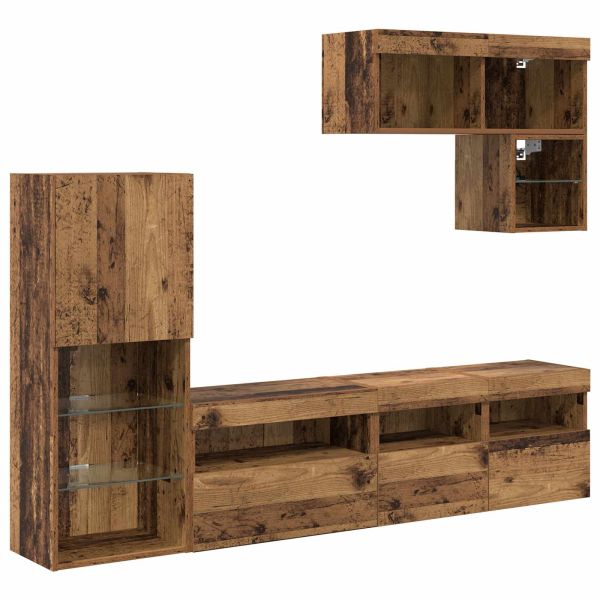 Стойки за телевизор 6 pcs Старо дърво Инженерно дърво