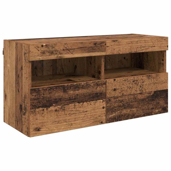 ТВ стенни единици с LED 5 pcs Старо дърво 40,5 x 30 x 90 см