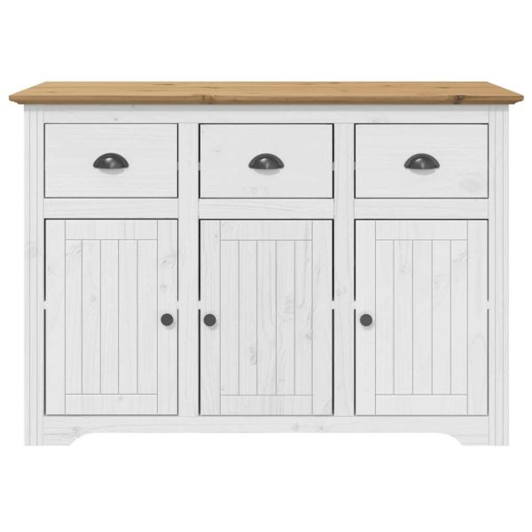 Сайдборд BODO, бяло и кафяво, 115,5x44x80 см, бор масив