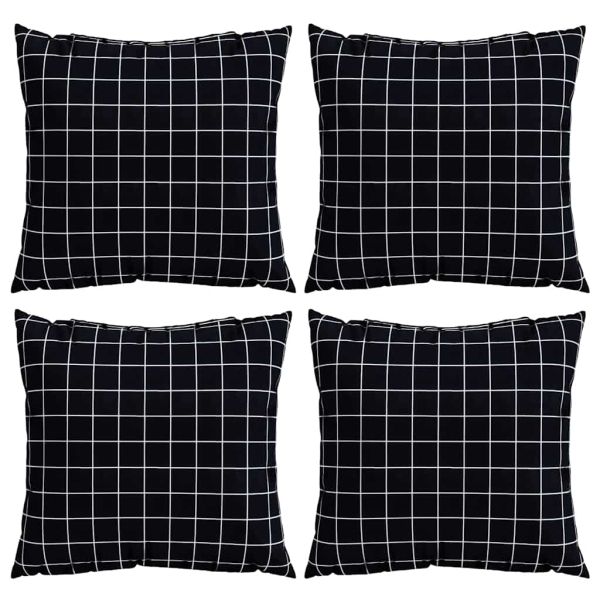 Пухени възглавници 4 pcs Черна квадратна шарка 60 x 60 cm