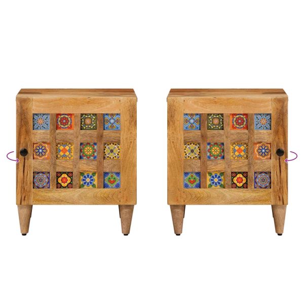 Нощен шкаф 2 pcs Естествен 40 x 33,5 x 46 см