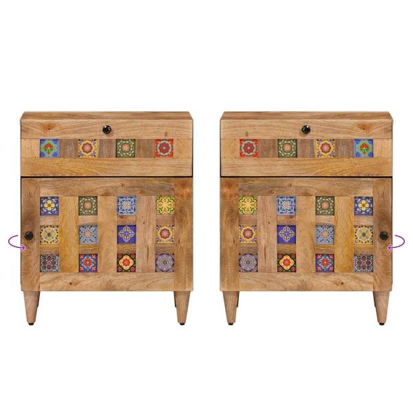 Нощен шкаф Естествен 50 x 33 x 60 см Солидно мангово дърво