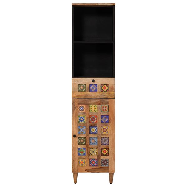 Шкаф за баня Естествен 38 x 33 x 160 см Солидно мангово дърво