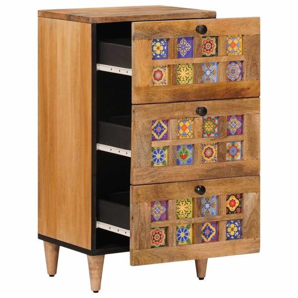 Служебен шкаф Естествен 40 x 33,5 x 75 см Солидно мангово дърво