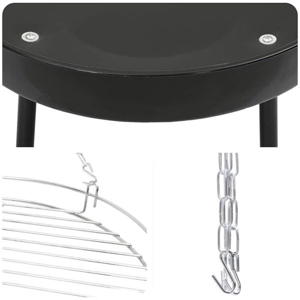 Трипод за лагерен огън 3 pcs Черно Стомана